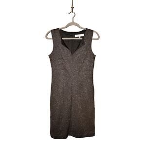TRINA TURK $398 Black Silver Metallic Sleeveless Sheath Dress Size 4